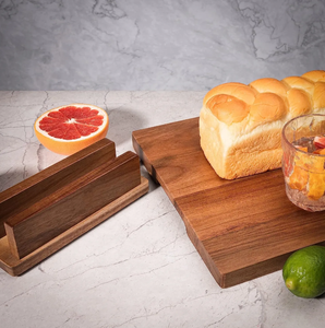 Tabla de cortar de madera de acacia para cocina Tabla de cortar de madera con soporte Tablas grandes para servir queso Madera de goma - Product Image 6