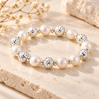 Perle d'espacement ronde martelée en argent sterling 925 de 5,8 mm, 0,29 g/pièce, pour la fabrication de bijoux pour femmes