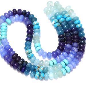 Perles Rondelles en Quartz Bleu Multi-Teintes : Pierres Précieuses de Qualité AAA pour la Confection de Bijoux - Product Image 3