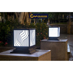 CMDecor DTC02 LED Garden Gate <b>Post</b> <b>Light</b> Aluminum and Glass Pillar Lamp with IP33 Rating Pure White Semi Flush Mount - Product Image 5