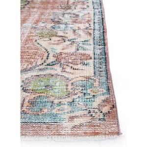 Tapis en laine noué à la main vintage, motif médaillon rouge-orange classique pour la maison, le salon, le couloir, design puzzle rectangulaire en peluche - Pae-1312 - Product Image 4