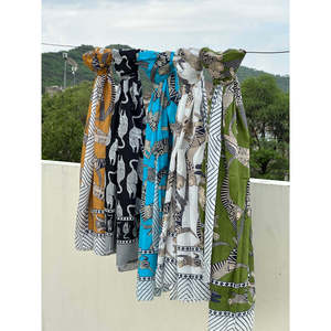 Paréo imprimé motif animalier 100 % coton, tissu tissé ample, coupe régulière, maxi, une pièce - Product Image 4