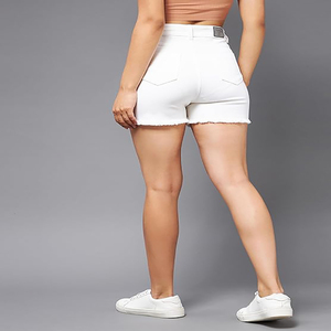 Short en jean à la mode pour femmes couleur blanche unie Jeans décontractés Mini Shorts avec poches latérales Short en jean en coton de qualité supérieure - Product Image 2