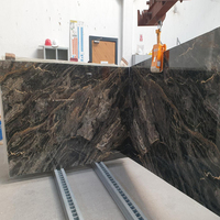 2025 Ventes directes de Turquie Marbre noir doré Dalle de 2cm Intérieur Extérieur Design moderne Pierre naturelle avec veines jaunes polies