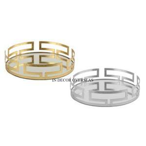 White Color Powder Coated And High Grade Gold Plated Premium Quality Metal And Mirror Serving <b>Tray</b> Home Decor Accessories Supply - Product Image 5