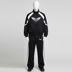 Conjunto Deportivo Personalizado de Chaqueta y Pantalones de Nylon con Cremallera y Parches, Chaqueta Cortavientos de Poliéster para Hombre, Conjunto Deportivo para Gimnasio - Product Image 2