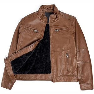 New 2025 Hot Selling OEM Customized Outdoor Vintage Waterproof Men's Leather Jacket Stand Front Windproof Thick <b>Winter</b> Design - Product Image 6