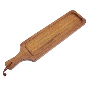 Bandeja para servir rectangular única con asa de madera natural plato para servir de madera de diseño moderno para restaurante y cocina - Product Image 2