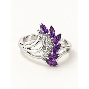 Rhodium Plated Dainty Cushion Cut <b>Turquoise</b> and Blue Chalcedony Handmade Fine Jewelry <b>Ring</b> - Product Image 1