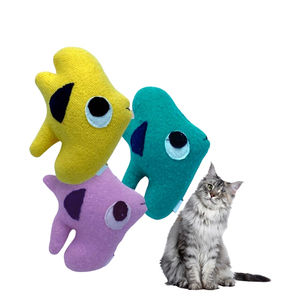 Direct Price Factory <b>Cat</b> Plush Toy Fish Shaped Canip Toy for Color Soft Cotton <b>Fabric</b> Sound Funny Indoor Outdoor - Product Image 4