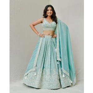 Colección de boutique Premium étnica india Lehenga y Choli semicosidos con Dupatta de contraste de proveedor mayorista - Product Image 1