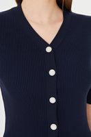 Cárdigan Elegante de Manga Corta para Mujer, Cómodo, Transpirable, de Punto Acanalado, Corte Ajustado, con Botones, Top de Punto para Verano, Estilo Moderno para Damas