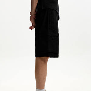 Wholesale Custom Men's Black <b>Denim</b> Shorts High Multi-Pocket Embossed Detailing Ripped <b>Stretch</b> Design jorts - Product Image 2