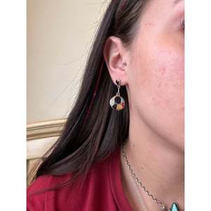 Navajo Handmade Multi Stone <b>Sterling</b> <b>Silver</b> Inlay Geometric <b>Drop</b> <b>Earrings</b> - Product Image 2