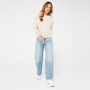 Sudadera Casual para Mujer, Cuello Redondo, Color Sólido, Manga Larga, Talla Grande, 100% Algodón, Lavable a Máquina, para Invierno - Product Image 4