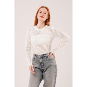 Blusa Blanca para Mujer con Mangas Largas Transparentes, Producto al por Mayor - Product Image 6