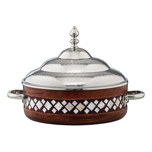 Juego de platos de frotamiento de hotel de lujo de 3 platos de frotamiento de exhibición de comida de servidor de buffet Chapado en cobre platos de frotamiento de lujo - Product Image 6