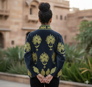 Veste en velours brodée à la main avec un motif floral, style décontracté, pour les occasions de fête ou un usage quotidien - Product Image 2