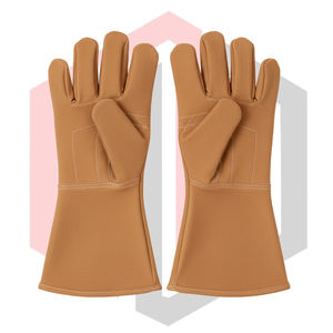 Guantes de Soldadura Marrones Resistentes al Calor y al Fuego, de Cuero Antiestático, con Puño de Punto de 14 Pulgadas, Sin Silicona, Resistentes a Desgarros, para Soldadura MIG, TIG y con Electrodo Revestido - Product Image 1