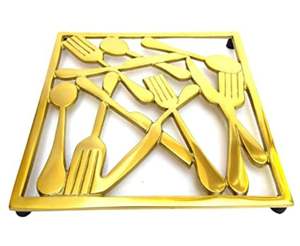 Dessous de plat décoratif fantaisie en métal plaqué or pour accessoires de cuisine utiliser comptoir de cuisine restaurant et hôtel - Product Image 4