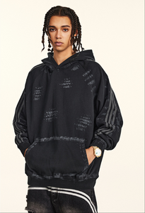 เสื้อฮู้ดดี้ผ้าคอตตอนผสมโพลีเอสเตอร์คุณภาพสูง ลุควินเทจฟอกสีแบบสโตนวอช สไตล์สตรีทแวร์ทรงบ็อกซี่ - Product Image 5