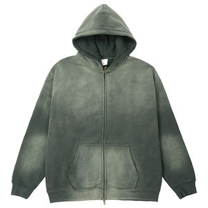 Sudadera con Capucha y Cremallera Extra Grande para Hombre, Personalizada, de Alta Calidad, 100% Algodón, Lavado Ácido, Decoloración al Sol, para Ropa de Invierno - Product Image 5