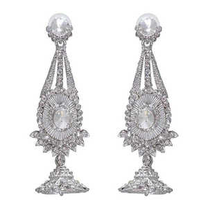 Pendientes colgantes finos Kriaa Piedra austriaca blanca con baño de plata Modelo 1302229 - Product Image 1