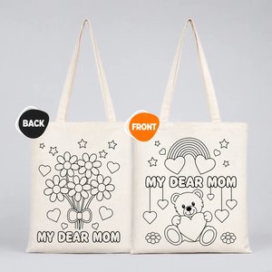 Sac fourre-tout en coton recyclable « My Dear Mom » à double face, 14x16 pouces, peignable - Product Image 4