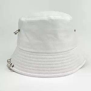 Chapeaux seau personnalisés en coton imprimé solide Chapeau seau avec logo brodé en gros avec anneaux en métal - Product Image 2