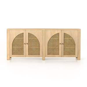 Lauren Modern <b>Sideboard</b> with Solid Teak Wood and Woven Rattan Doors Natural Finish Adjustable Height Living Room & Hotel Use - Product Image 2