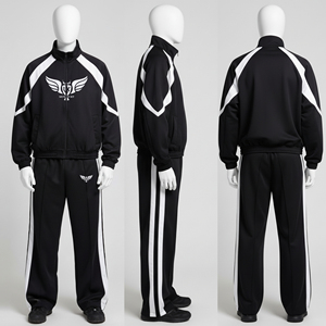 Conjunto Deportivo Personalizado de Chaqueta y Pantalones de Nylon con Cremallera y Parches, Chaqueta Cortavientos de Poliéster para Hombre, Conjunto Deportivo para Gimnasio - Product Image 1