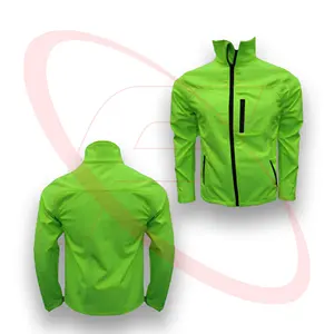 Vestes Softshell haute visibilité en tissu Polyester de couleur verte 100% vestes coupe-vent pour hommes vêtements de travail respirants en gros - Product Image 1