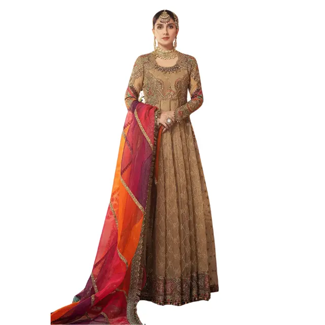 Vestido de fiesta bordado hecho a mano de 3 piezas, última colección para fiesta y boda, trajes de boutique paquistaníes e indios
