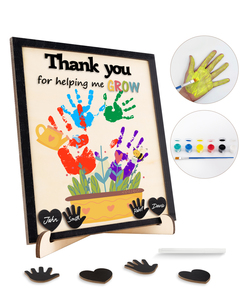Kit de Arte para Huellas de Manos 'Gracias por Ayudarme a Crecer', Kit de Manualidades con Marco de Madera para Huellas de Manos para Niños, Regalo del Día de la Madre para Mamá - Product Image 1