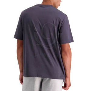 Camiseta de manga corta en relieve con diseño de cuello redondo Camiseta en relieve de mezcla de algodón para hombres con opción de logotipo personalizado - Product Image 2