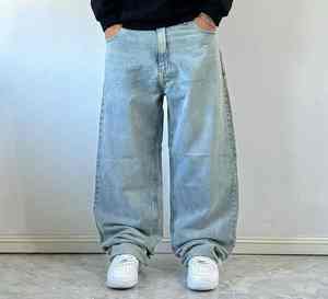 Pantalones Vaqueros Holgados de Alta Calidad para Hombre, Estilo Urbano, Tejidos, con Lavado Desgastado, Corte Recto, Estilo Vintage, Ajuste Holgado Personalizado, Otoño - Product Image 3