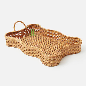 Top Seller Pedestal Rattan Tray With Handles Wholesale Home And <b>Kitchen</b> Organizer Rounded Tray Manufacture From Vietnam - Product Image 1