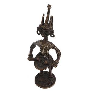 Escultura de Músico Tamborero de Bronce Antiguo Hecha a Mano en India, Figura Decorativa para el Hogar, Artículos de Regalo, Altura: 16 cm, SNP-1726 - Product Image 2