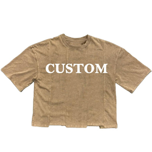 Wholesale T-<b>shirts</b> Manufacturer Custom Contrast Stitching Overlapping Seams <b>Patchwork</b> Blank Cotton White T <b>Shirts</b> Men - Product Image 3