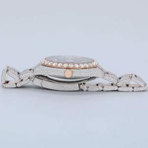 Custom Moissanite Business Coin <b>Watch</b> with Glass Dial and Stainless Steel Band for Resell - Product Image 5