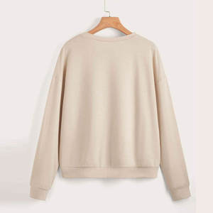 Sweat-shirt femme léger respirant 100% coton col rond toute l'année motif solide Applique Techniques de lavage à l'acide pour l'hiver - Product Image 2