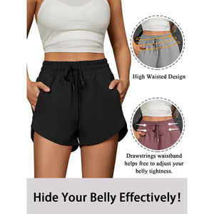 กางเกงขาสั้นแห้งเร็วสำหรับผู้หญิงเอวสูงสวมใส่สบายเนื้อผ้ากันความชื้นออกแบบมาสำหรับยิมและออกกำลังกาย - Product Image 5