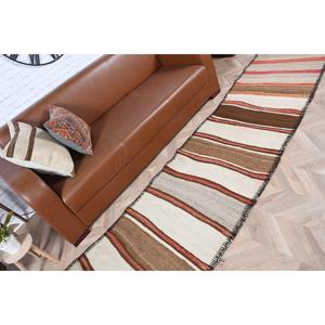 Alfombra Turca de 2.6x12.1 pies, Alfombra Vintage, Alfombra Herki con Bordes Marrones - Product Image 4