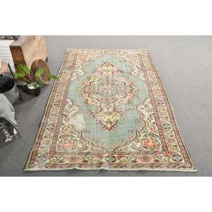 Tapis classique en laine motif Aubusson 5.7x9.2 pieds traditionnel vert Beige Vintage turc Design Latex pour salon couloir - Product Image 4