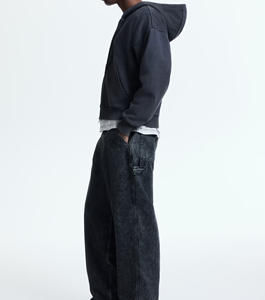 Sudadera de Forro Polar Grueso de Alta Calidad, Estilo Holgado, con Cierre, 410 g/m², para Hombre, Corta, Cuadrada, Ecológica, Impermeable, para Invierno - Product Image 3