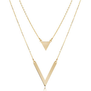 Collier superposé tendance en argent sterling 925 plaqué rhodium, design triangle simple, fabrication artisanale turque, vente en gros - Product Image 4