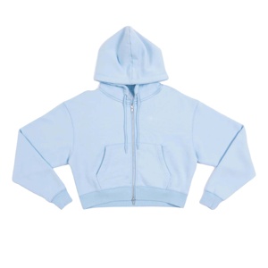 Ropa informal Premium para mujer, Sudadera con capucha recortada con cremallera, forro polar suave, ropa informal transpirable, sudaderas con capucha de moda para mujer - Product Image 1