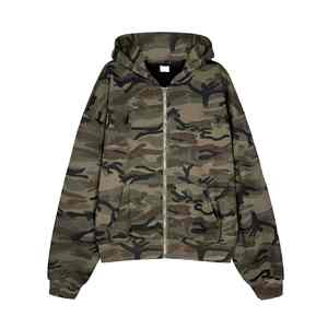 Sudadera con Capucha Personalizada para Hombre, Impresión DTG, 420 GSM, Poliéster French Terry, Cierre de Cremallera, Camuflaje, Lavado Ácido, Estilo Desgastado - Product Image 6