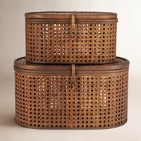 Boîte en rotin ovale pour rangement polyvalent, boîte de rangement artisanale, écologique, naturelle, décoration intérieure et extérieure, vente en gros du Vietnam