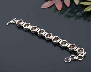 Bracelet de luxe en morganite facettée, argent sterling 925, pierre précieuse ovale pêche, lien réglable, fait à la main, certifié GIA, bijoux unisexe - Product Image 3